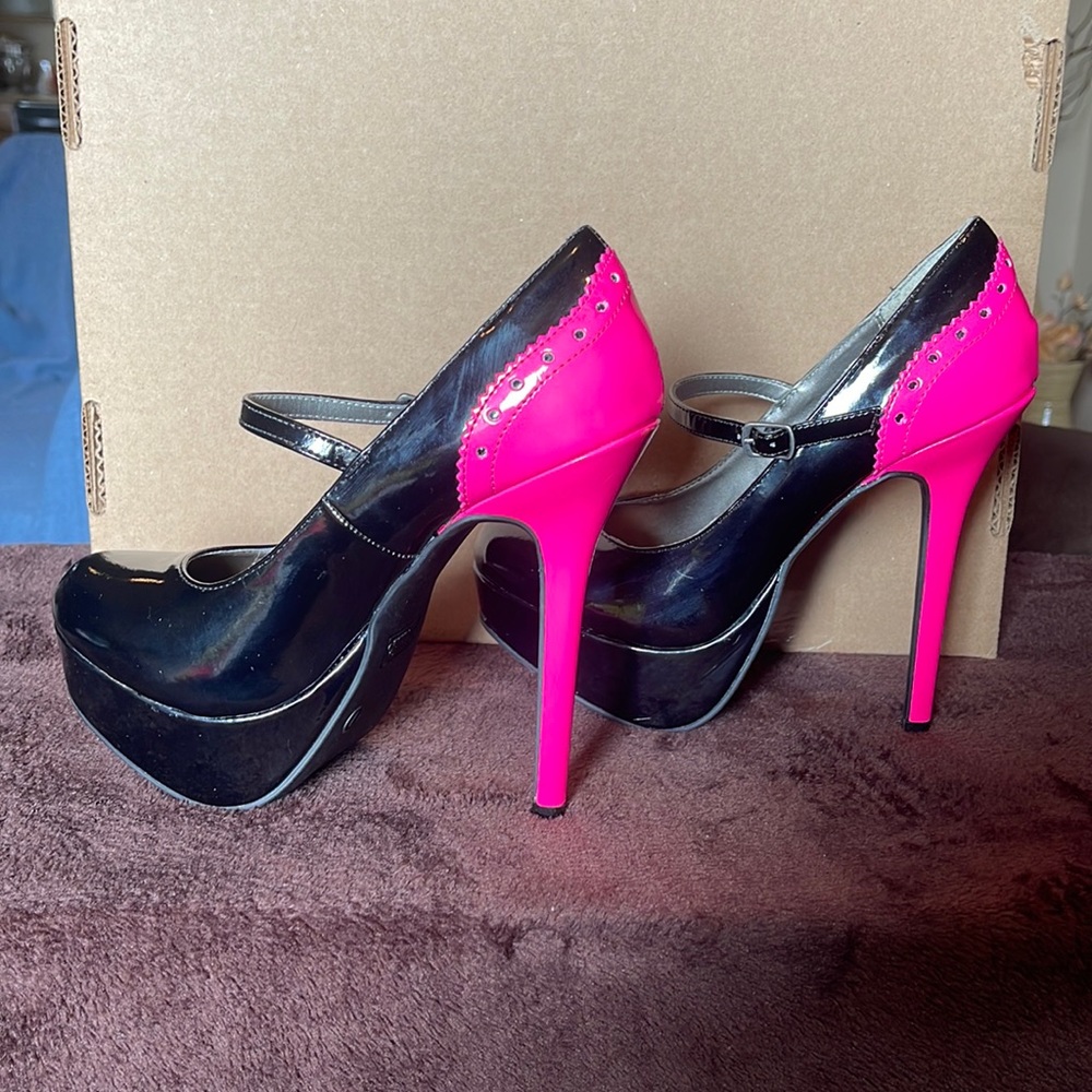 Charlotte Russe black and hot pink platform shoes